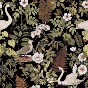 lot 6729 image: Simon&Siff Black Peel and Stick Wallpaper 17.3X236 Boho Forest Wall Paper Floral Bird Daisy Leaves Tropical Removable Wallpaper for Nursery Home Bedroom Bathroom Cabinets Contact Paper