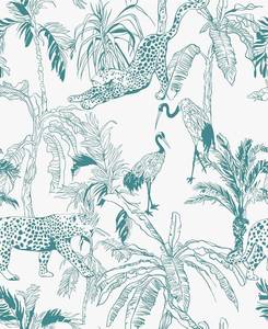 lot 6739 image: White and Cyan Wallpaper Peel and Stick wallpaper78.7 x17.3 Forest Wallpaper Contact Paper Tropical and Jungle Wallpaper for Bedroom Waterproof Removable Shelf Liner Decal Vinyl Roll