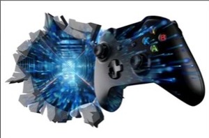 lot 6740 image: JQPYGB 3D Game Wall Decals Luminous Broken Wall Gaming Decor for Boys Bedroom Kids Blu-ray Gamepad Wall Stickers (YCL4005)