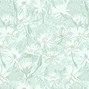 lot 6742 image: Green Lotus Wallpaper 15.5X118