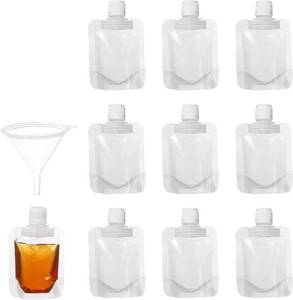lot 6784 image: 20 Pcs Plastic Flask, Reusable Drink Pouches Water Drinking Flasks with 2 Funnel Leak-Proof
