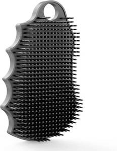 lot 6790 image: Silicone Body Scrubber Silver-Infused Dual-Sided 3-in-1 for Shower, Body CleaningMassageExfoliator Body Brush Buffer for Men and Women, Silicone Loofah, Non-Slip Handle (Gray)