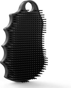 lot 6793 image: Silicone Body Scrubber Silver-Infused Dual-Sided 3-in-1 for Shower, Body CleaningMassageExfoliator Body Brush Buffer for Men and Women, Silicone Loofah, Non-Slip Handle (Black)