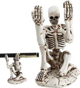 lot 6794 image: Tofficu 1 Pc Skull Pen Holder Halloween Skull Pen Holder Skeleton Pencil Holder Bracket Resin Halloween Home Decor Pencil Holder Bracket Desktop Decor Bling Accessories Men Shelf Multipurpose Office