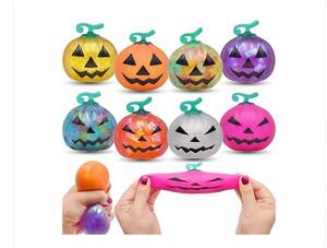 lot 6812 image: Menzcci 8 Pack Halloween Pumpkins Squeeze Toys Stress Balls Squishy Toy for Halloween Party Favors Halloween Treat Bags Gifts