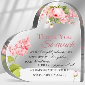 lot 6844 image: Thank You Quotes Gifts for Women Men Appreciation Gifts Office for Coworkers Boss Mentor Inspirational Paperweight Plaque Desk Decor Acrylic Heart 5.9x5.9 Inch