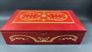 lot 4 image: Princess Marcella Borghese Wooden Musical Jewelry Box with Decorative Design