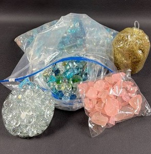 lot 71 image: Glass Craft Rocks, Pink Crystal and Gold Gravels