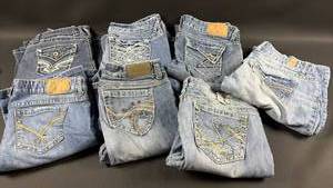lot 72 image: Mixed Brand Designer Denim Jeans Sizes 910 (5 Pair) Distressed Silver Jeans Size 9 (1 Pair) Size 56 Capris (1 Pair)