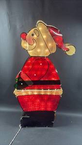 lot 93 image: VTG Prismatic Lighted Santa 30 Inches Tall and NIP 300 Clear Icicle Lights