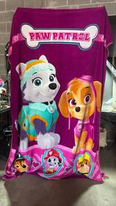 lot 100 image: Paw Patrol Magenta Plush Twin Sized Blanket with Skye and Everest