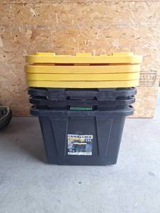 lot 115 image: (4) XXL 27 Gallon Storage Totes wLids