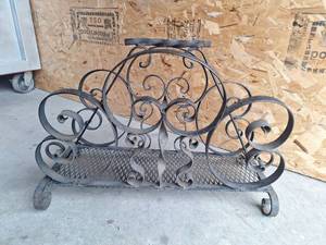 lot 124 image: Wrought Iron Magazine Holder with Scrollwork Design