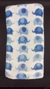 lot 127 image: Blue Elephant Pattern Plush Fleece Baby Blanket