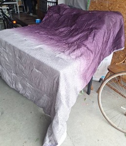 lot 133 image: Queen Pintucked Grey & Purple Ombre Comforter