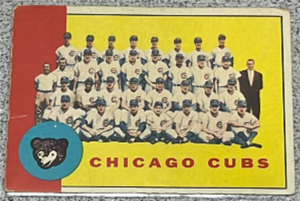 lot 9 image: 1963 Topps Baseball Card #222 - Chicago Cubs Team Card