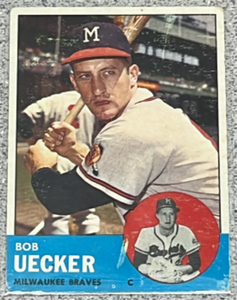 lot 12 image: 1963 Topps Baseball Card #126 - Bob Uecker Milwaukee Braves