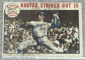 lot 22 image: 1964 Topps Baseball Card #136 - Sandy Koufax World Series
