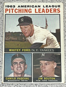 lot 27 image: 1964 Topps Baseball Card #4 - AL Pitching Leaders