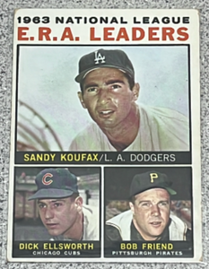 lot 28 image: 1964 Topps Baseball Card #1  - ERA Leaders and Stats Card