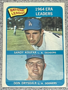 lot 31 image: 1965 Topps Baseball Card #8 - Sandy Koufax Don Drysdale NL ERA Leaders
