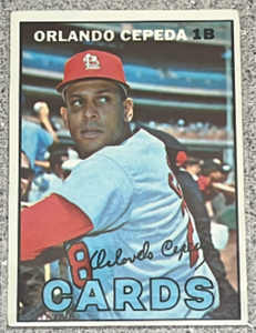 lot 43 image: 1967 Topps Baseball Card #20 - Orlando Cepeda  St. Louis Cardinals
