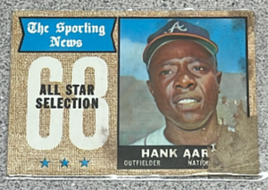 lot 50 image: 1968 Topps Baseball Card #370 - Hank Aaron All-Star
