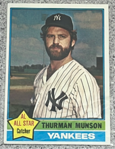 lot 77 image: 1976 Topps Baseball Card #650 - Thurman Munson Yankees All Star Catcher