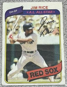 lot 137 image: 1980 Topps Baseball Card #200 - Jim Rice Boston Red Sox