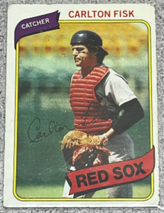lot 141 image: 1980 Topps Baseball Card #40 - Carlton Fisk Boston Red Sox Catcher