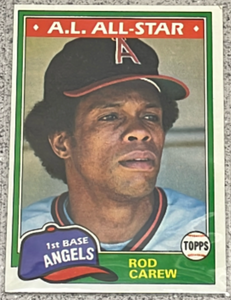 lot 143 image: 1981 Topps Baseball Card #100 - Rod Carew Angels All-Star