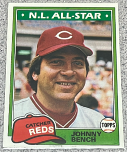 lot 161 image: 1981 Topps Baseball Card #600 - Johnny Bench