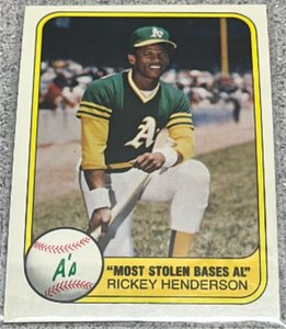 lot 177 image: 1981 Fleer Baseball Card #351 - Rickey Henderson