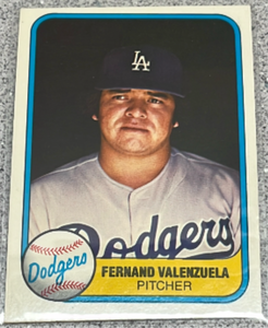 lot 178 image: 1981 Fleer Baseball Card #140 - Fernando Valenzuela Los Angeles Dodgers