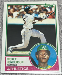 lot 194 image: 1983 Topps Baseball Card #180 - Rickey Henderson Oakland Athletics