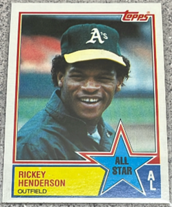 lot 197 image: 1983 Topps Baseball Card #391 - Rickey Henderson All-Star