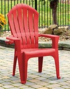 lot 40000 image: Big Easy Adirondak Patio Chair With Cup Holder, Cherry Red