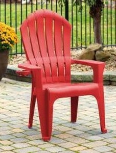 lot 40001 image: Big Easy Adirondak Patio Chair With Cup Holder, Cherry Red
