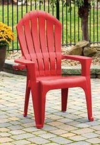 lot 40002 image: Big Easy Adirondak Patio Chair With Cup Holder, Cherry Red