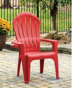 lot 40003 image: Big Easy Adirondak Patio Chair With Cup Holder, Cherry Red