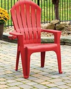 lot 40005 image: Big Easy Adirondak Patio Chair With Cup Holder, Cherry Red