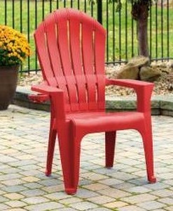 lot 40006 image: Big Easy Adirondak Patio Chair With Cup Holder, Cherry Red
