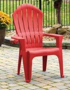 lot 40007 image: Big Easy Adirondak Patio Chair With Cup Holder, Cherry Red