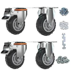 lot 5234 image: JMSEYOE 6 Inch Heavy Duty Rubber Industrial Casters Set of 4-1000KG2205LBS Total Load, 2 Fixed & 2 Locking Swivel Wheels with Brake for Warehouse Cart, Trolley, Workbench - Retail $70