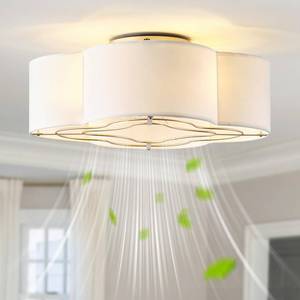 lot 5235 image: Hromovna Boho Ceiling Fans with Lights, 20 Low Profile Ceiling Fan with Light Remote Control, Bladeless Flush Mount with 6 Speeds for Bedroom, Nursery, Living Room. - Retail $118