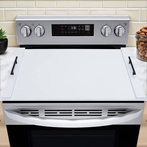 lot 5239 image: TRFCDSHH Gas Stove Top CoversNoodle Board Stove Cover for Electric & Gas Stoves, Gas Stove Cover with Handles (White) - Retail $60