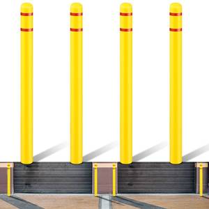 lot 5246 image: Pangda 4 Pcs Flat Top Bollard Covers Yellow and Red Bollard Post Sleeve for Home Parking Fence Pole Pipe (4 X 52) - Retail $143