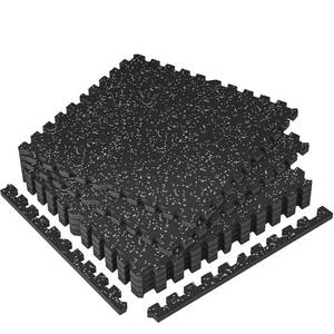 lot 5247 image: SUPERJARE 1 Extra-Thick Rubber Top Exercise Mat, Puzzle Gym Flooring for Home Gym, Gym Mat for Workout Equipment, Interlocking Floor Tiles with EVA Foam, 6 Pcs 24 Sq Ft, BlackGrey - Retail $110