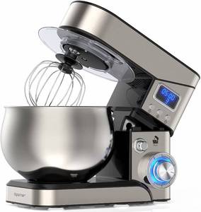 lot 5273 image: Stand Mixer, Stainless Steel Mixer 5.3-QT LCD Display Food Mixer, 6P Speed itchen Electric Mixer Tilt-Head Mixer with Stainless Steel Bowl, Dough Hook, Beater, Whisk - Retail $110