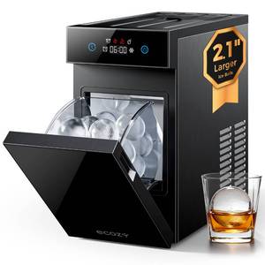lot 5274 image: ecozy 2.1 Clear Ice Ball Maker Countertop with CrystalFlux Technology, Minimal Footprint Sphere Ice Maker with 8H Timer, 1 pc in 30 Mins, 48 pcsDay, Self-Cleaning for Home Bar Whiskey & Bourbon - Retail $270